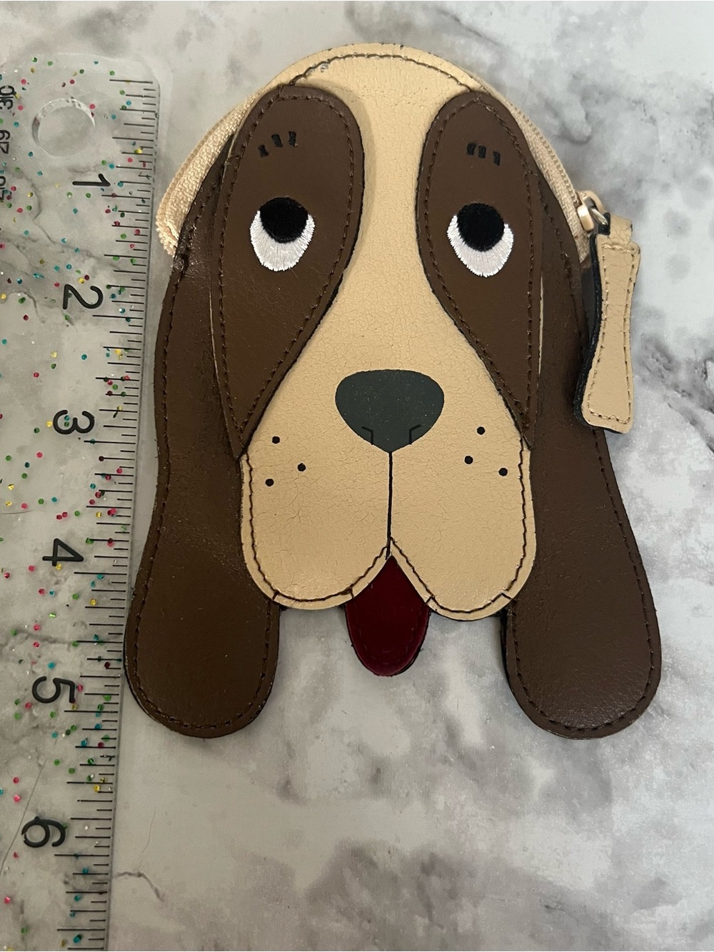 Dog Face Zipper Pouch - Brown and Cream - Picture 5 of 5